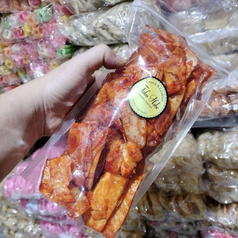 

KERIPIK UBI/SINGKONG SAMBAL PEDAS MASIN KERIPIK SANJAY HARGA 350GRAM