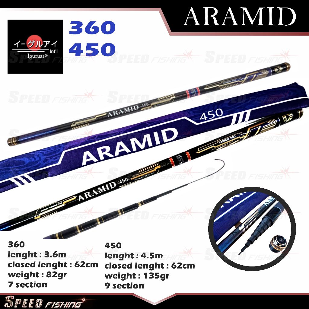 Tegek Iguruai Aramid 360 450 Carbon Pole Rod Joran Pancing