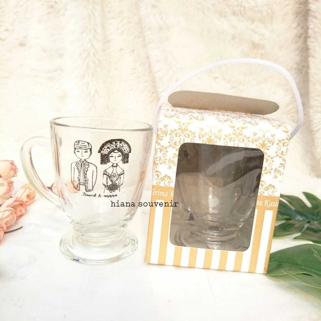 Souvenir Gelas Piala Cetak Custom Kemas Box