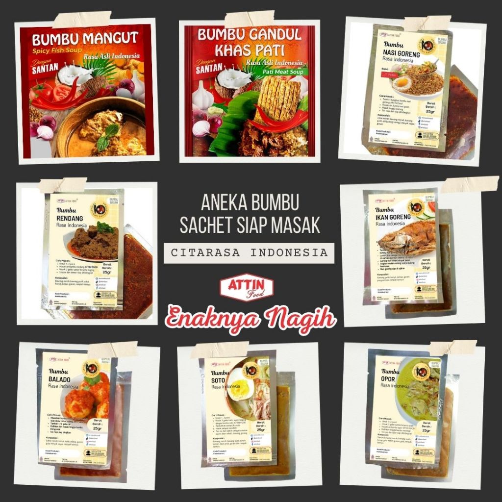 

Aneka Bumbu Masak Indonesia Sachet 30 gr gram Siap Pakai by Attin Food