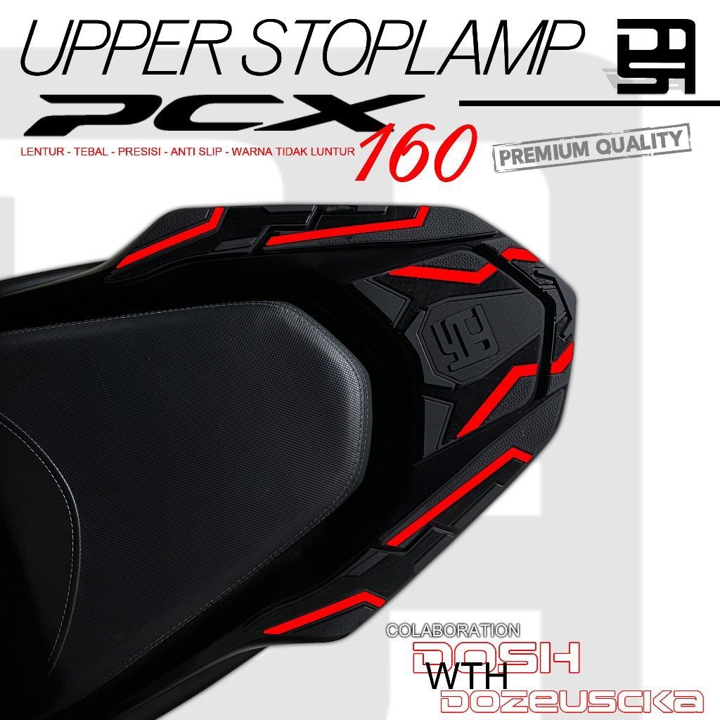 DOZEUSCKA Upper Stop Lamp Protector Honda PCX 160 Aksesoris Decal Variasi Carbon Pelindung Behel