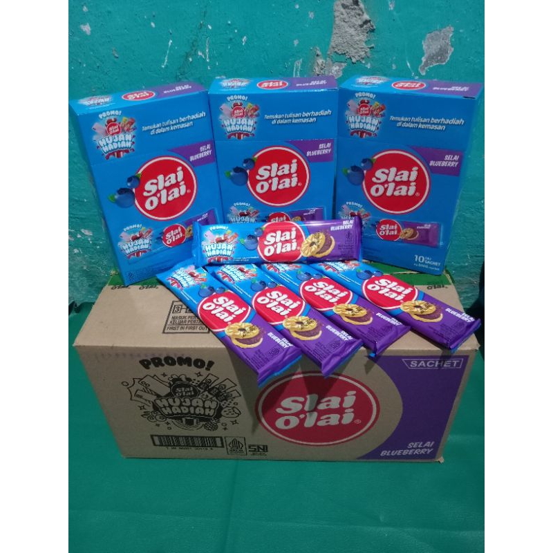 

slai olai rasa blueberry 1 box isi 10sachet kemasan baru berhadiah