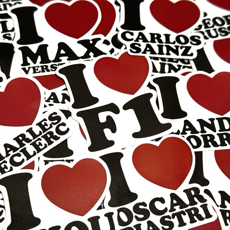 

I LOVE STICKER F1 EDITION (I LOVE CHARLES LECLERC, MAX, CARLOS, ETC)