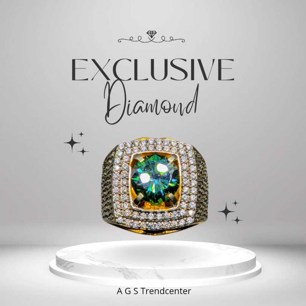 Diamond Permata Moissanite GRATIS Ring Perak HandMade (Rare item)