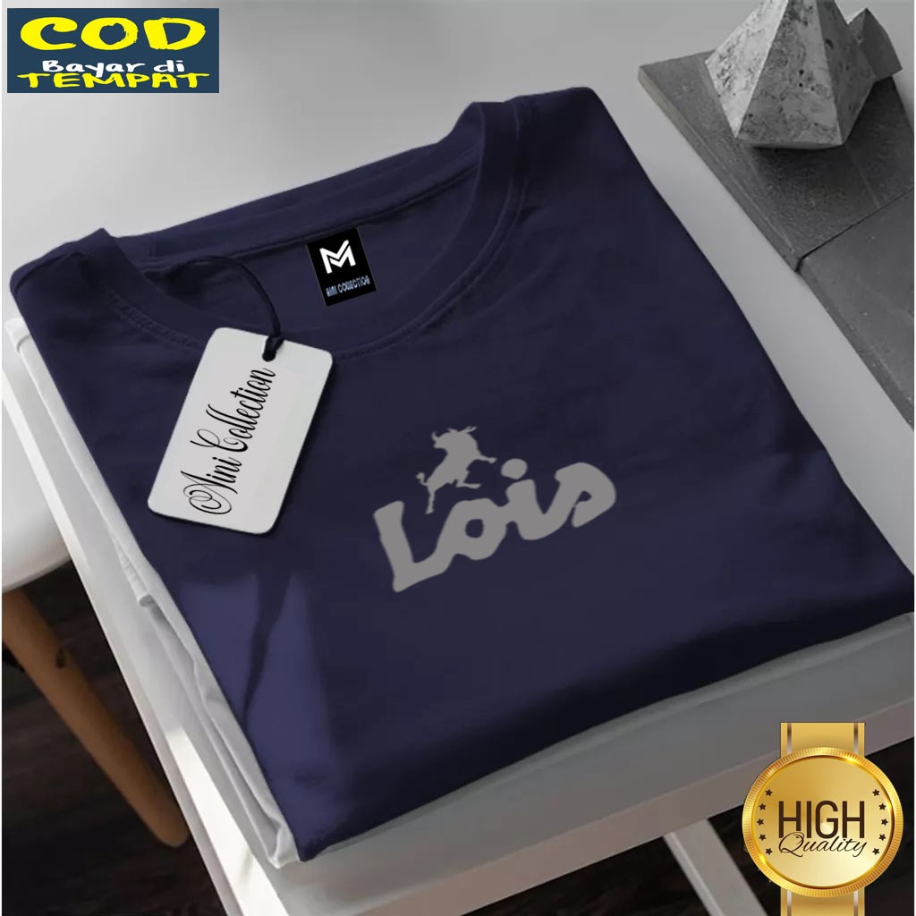 Promo !!! Kaos Keren Terbaru Baju Kaos Oblong Lois Text Silver /Kaos pendek / Kaos pria & Wanita / K