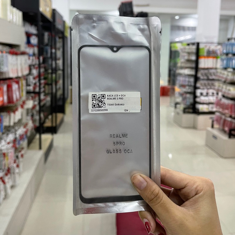 KACA DEPAN LCD REALME 5 PRO / KACA LCD REALME 5 PRO / LCD OUTER GORILLA GLASS + OCA GLUE