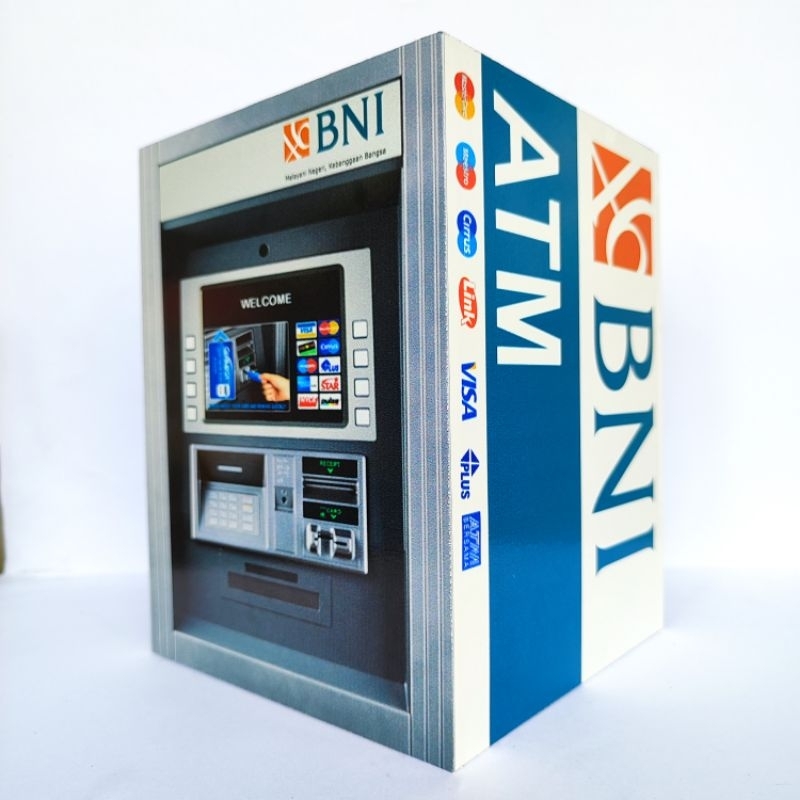 Celengan ATM BNI Motif BNI tabungan uang brankas kunci hiasan rumah