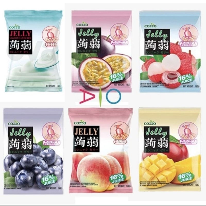 

COZZO Jelly Konnyaku Jelly Fruit | Jelly Agar rasa Lychee Blueberry Mangga Yogurt Markisa Peach 160gr