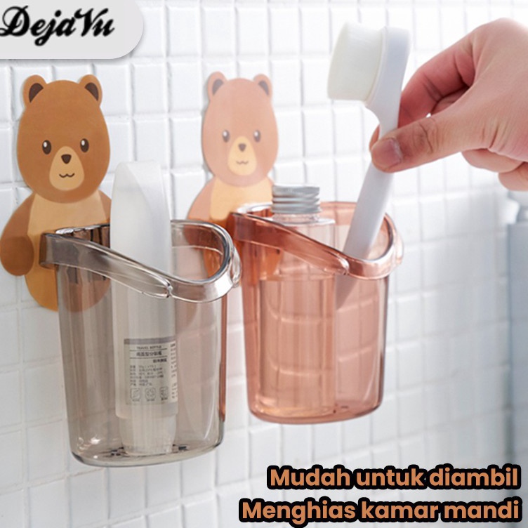 Pasti Tertarik Dejavu Gantungan Tempel Tempat Sikat Gigi Plastik Beruang Rak Tempel Dispenser Kamar 