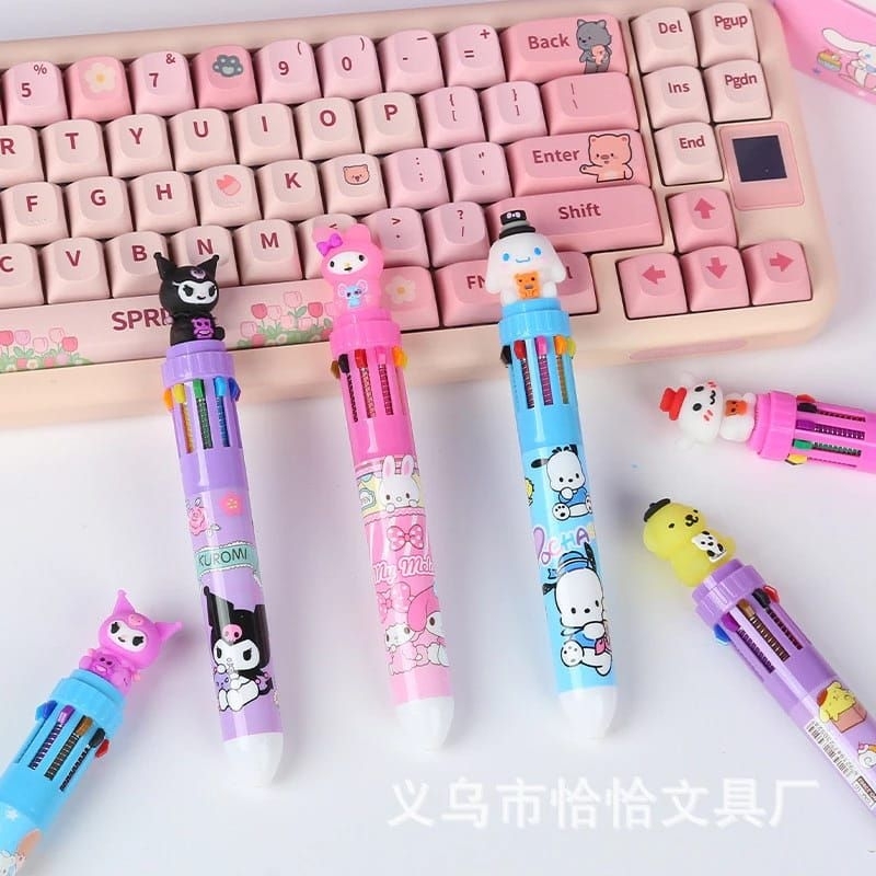 

PULPEN BOLPOIN 10 WARNA MOTIF SANRIO LUCU / PULPEN MEKANIK 10 WARNA