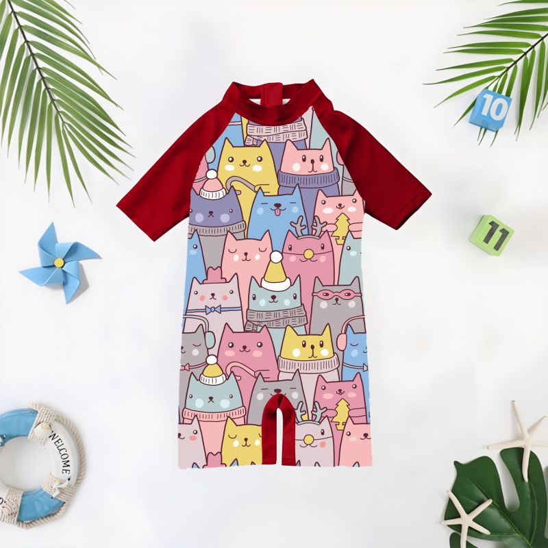 Baju Renang Anak Perempuan Lengan Pendek 1 - 9 Tahun