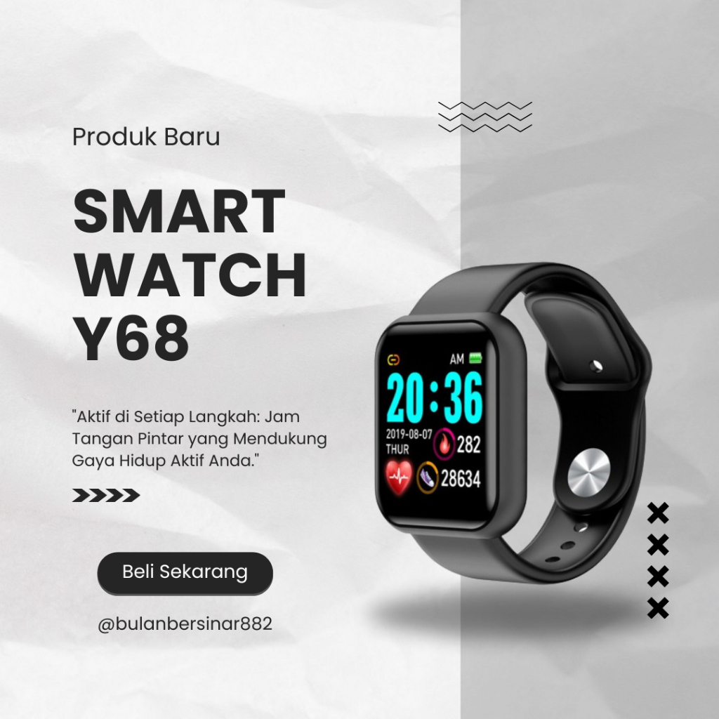Smart watch Y68 Jam Tangan Pria  Wanita Smart watch Y68 Jam Tangan Pintar Jam Tangan Sport Terbaru