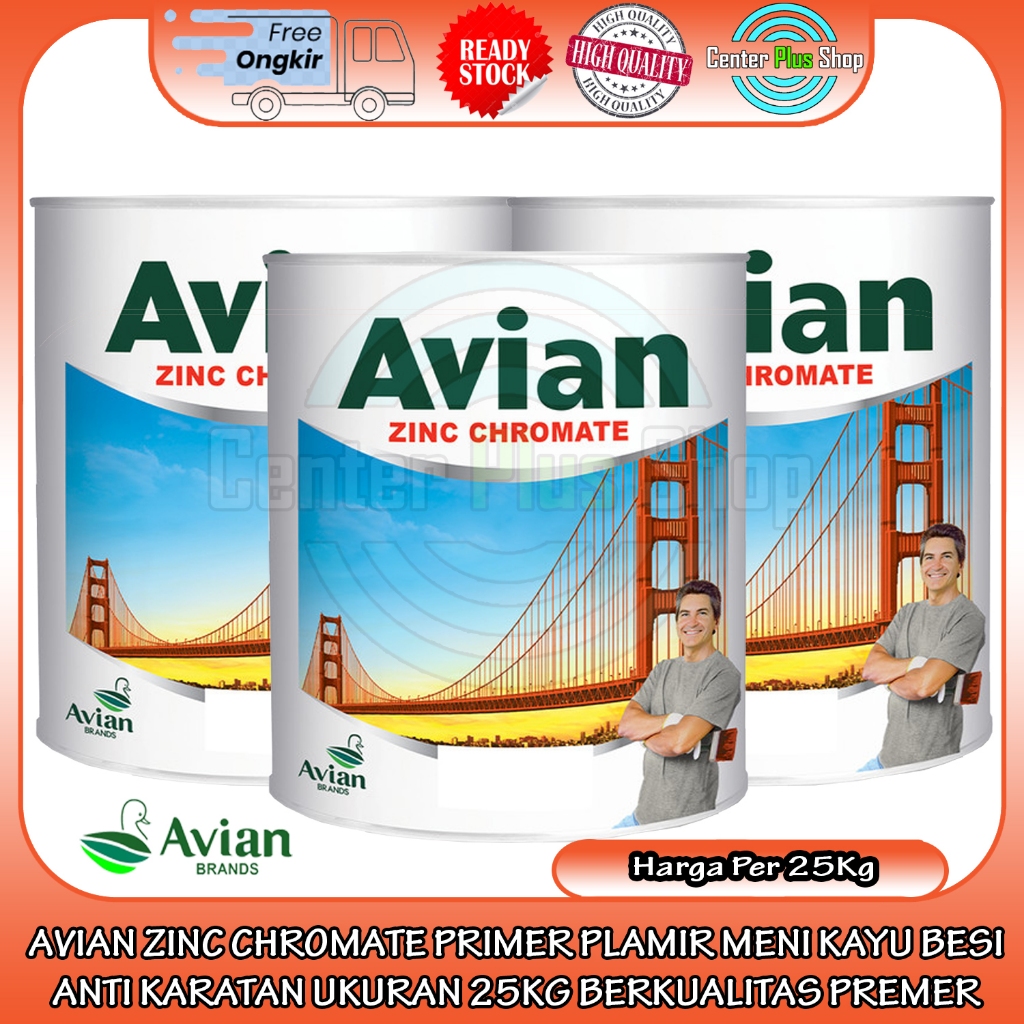 PLAMIR MENI KAYU BESI AVIAN BRANDS ZINC CROMATE PRIMER ISI 25KG ANTI KARAT CAT ANTI KARAT CET DASAR 