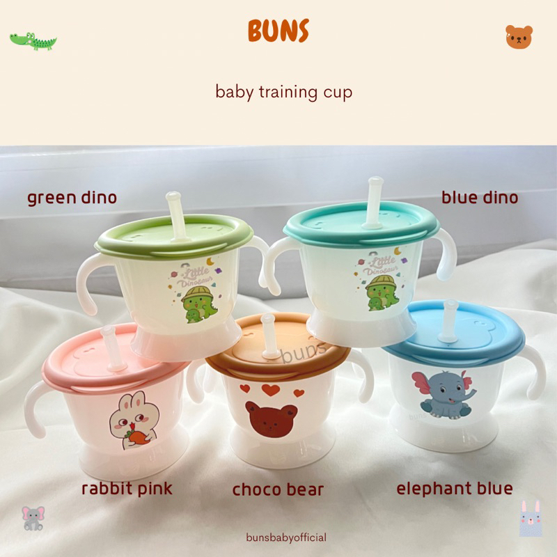 Character Straw Training Cup Mug BUNS | Gelas Belajar Menyedot Bayi | Gelas Minum Balita