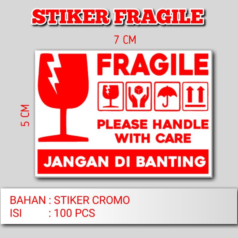 

STIKER PRAGILE I STIKER VIDIO UNBOXING I STIKER FRAGILE MAKANAN UK.5 X 7 cm (100 pcs)
