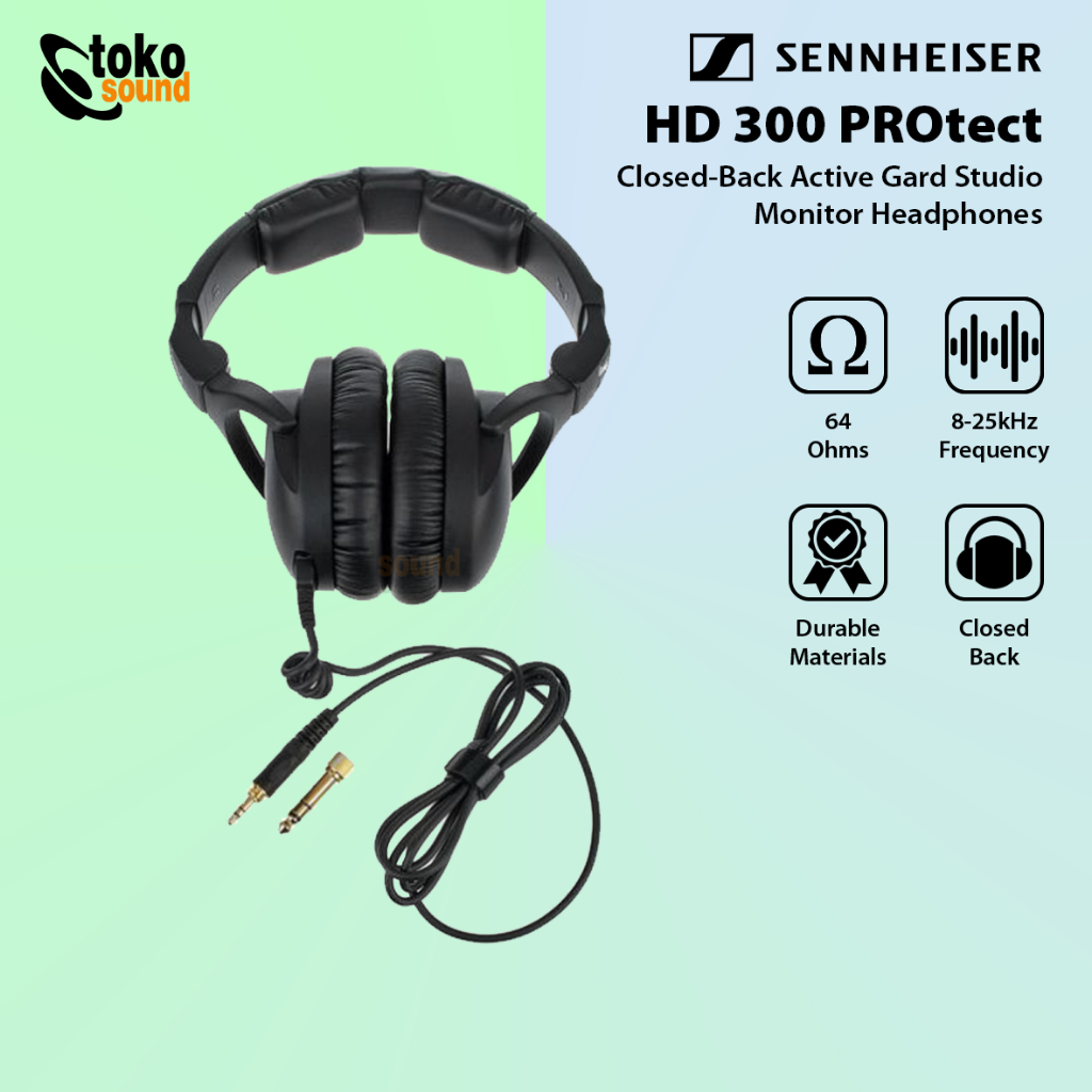 Sennheiser HD300 HD 300 PROtect Closed-Back ActiveGard Monitor Headphones