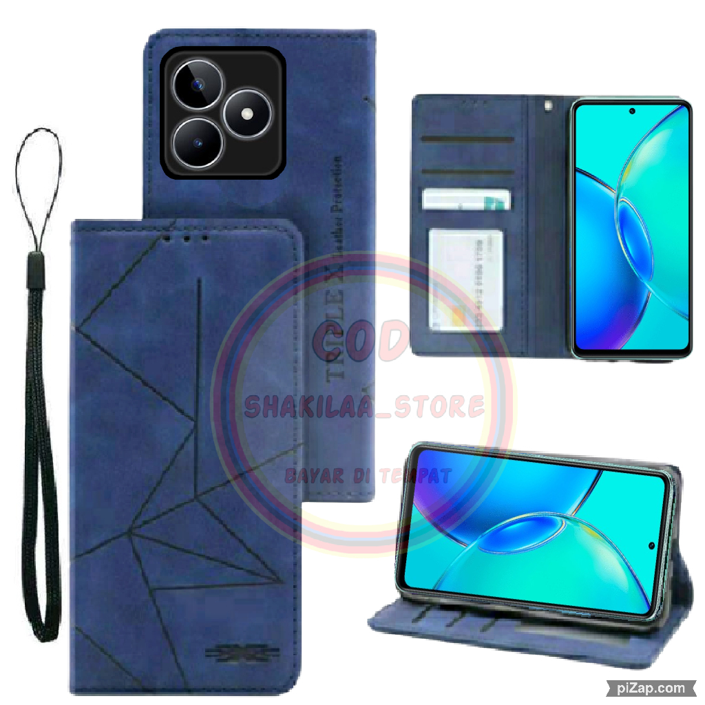 CASE HP RELAME C51 MOTIF MAGNET KULIT - CASING DOMPET-FLIP COVER LEATHER-SARUNG HP