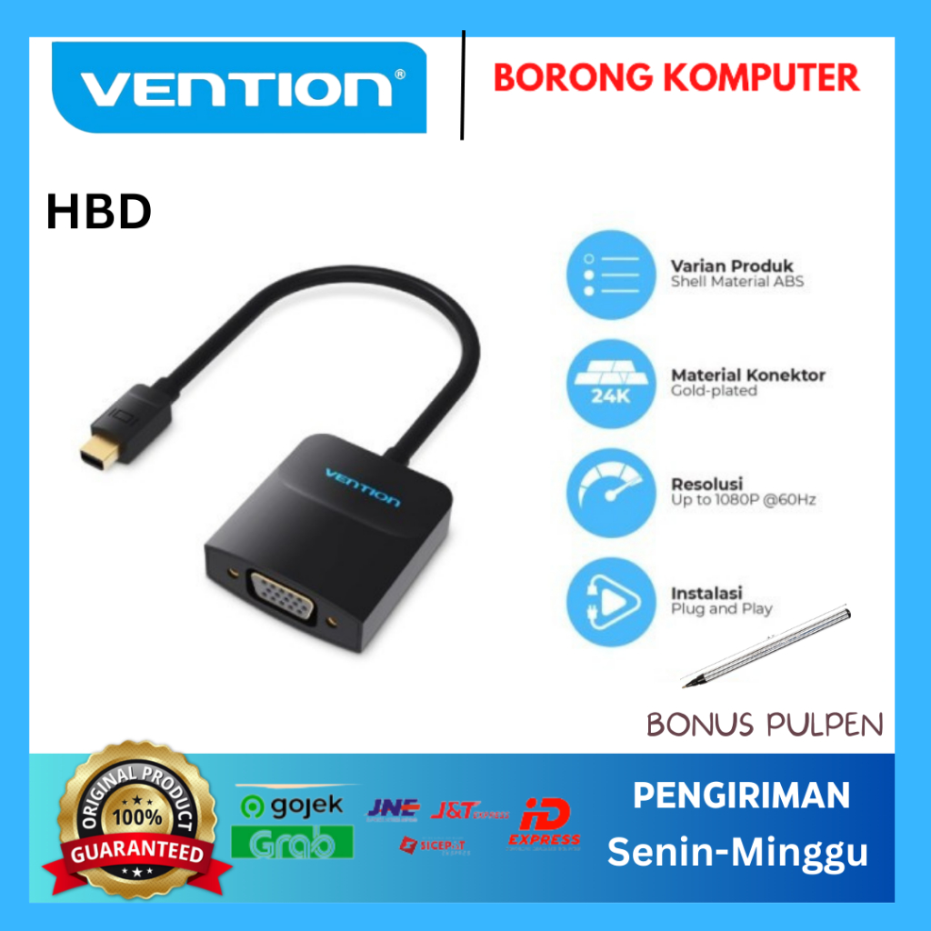 Vention Adapter Thunderbolt to VGA Converter Mini DP to VGA- HBD