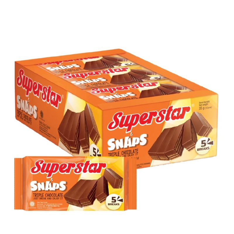 

SUPERSTAR SNAPS WAFER COKLAT 1 BOX ISI 12PCS X 28GR