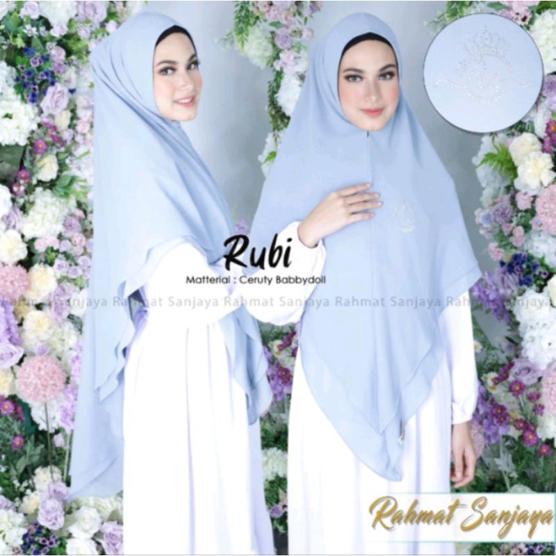 RJ3 KHIMAR 2 LAYAR JUMBO MODEL MUTIARA SAWAROSKY KHIMAR 2 LAYAR JUMBO BAHAN CERUTI BABY DOLL