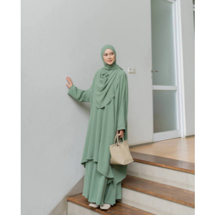 (FREE PASHMINA) Zihan Series - Permium Crinkle - Tunik Set Rok - One Set Tunik - One Set Wanita