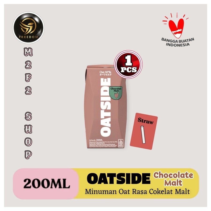 

OATSIDE Mini Chocolate Malt Oat Milk Susu Gandum Kotak UHT | Straw - 200 ml (Kemasan Satuan)