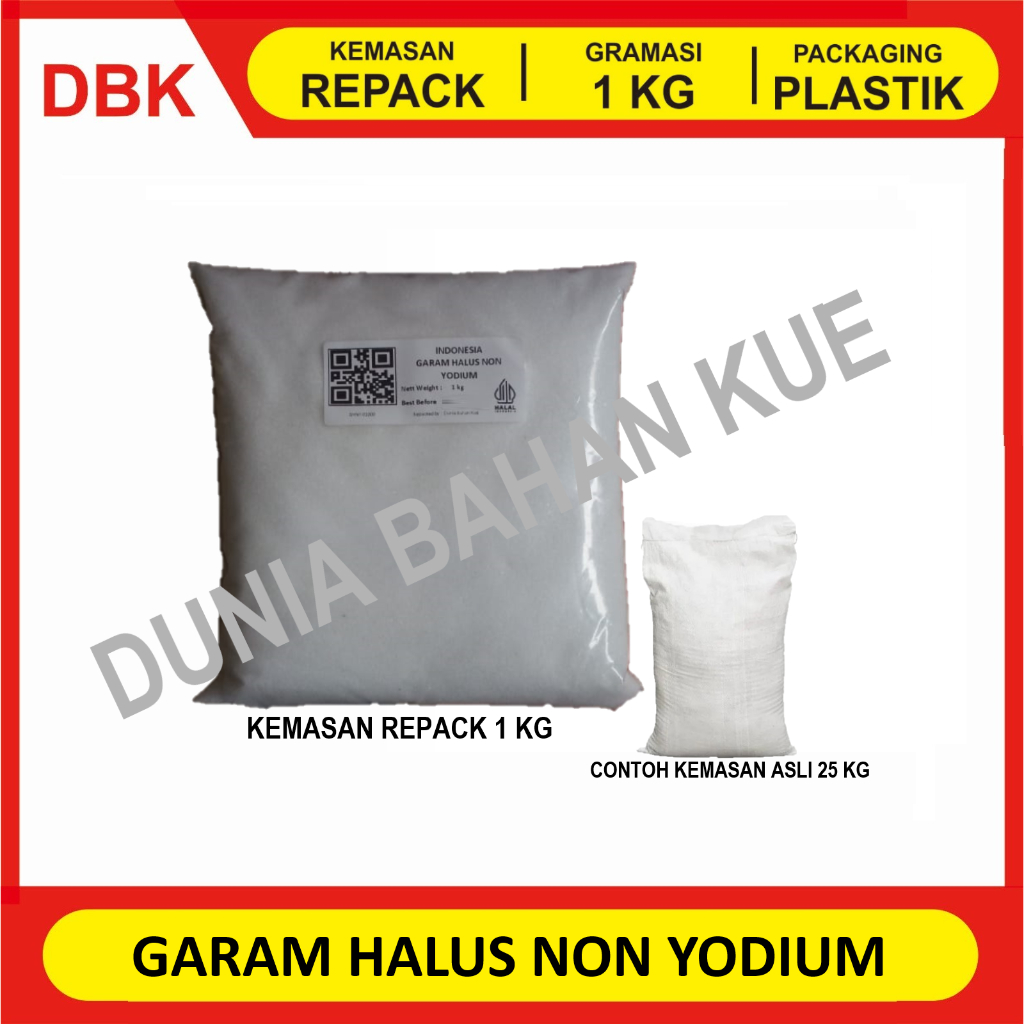 

GARAM HALUS NON YODIUM / NACL - REPACK 1 KG