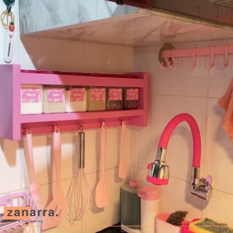 Rak Dapur Gantung Tempat Bumbu Pink