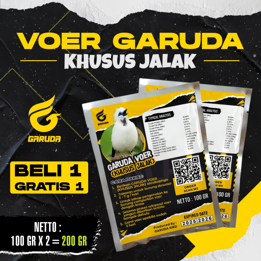 BELI 1 GRATIS  1 VOER BURUNG JALAK | VOER HARIAN | VOER NUTRISI KOMPLIT | GARUDA VOER HARIAN KHUSUS 