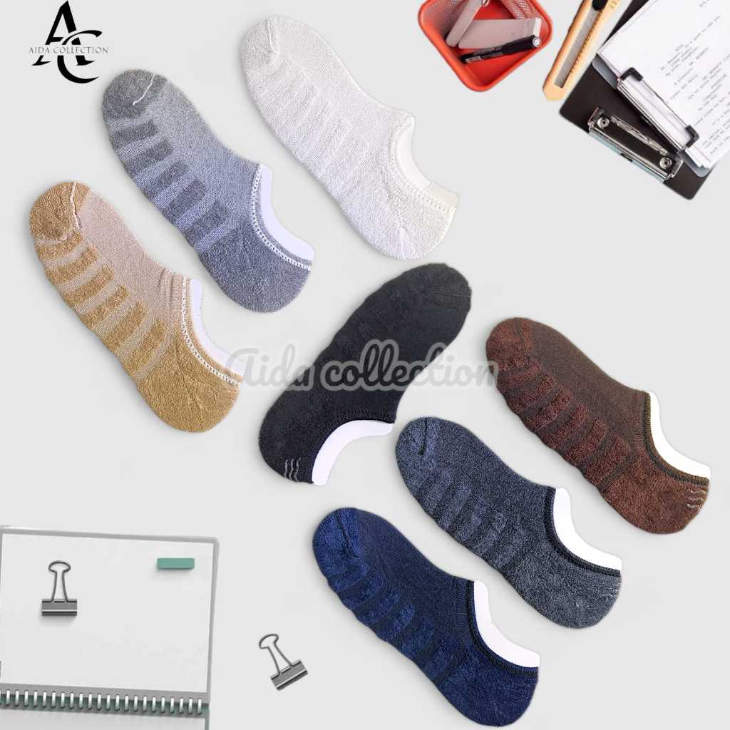 Kaos Kaki Pendek Tebal Serat Bamboo Handuk / Kaos Kaki Hidden Pria Wanita / Kaos Kaki Arang Color Bo