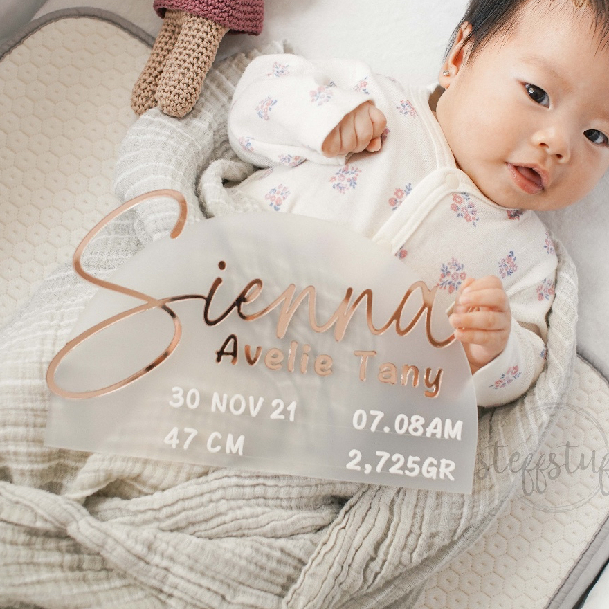 SIENNA HOSPITAL BOARD | Papan Nama Acrylic Bayi Baby Announcement Newborn Gift Akrilik