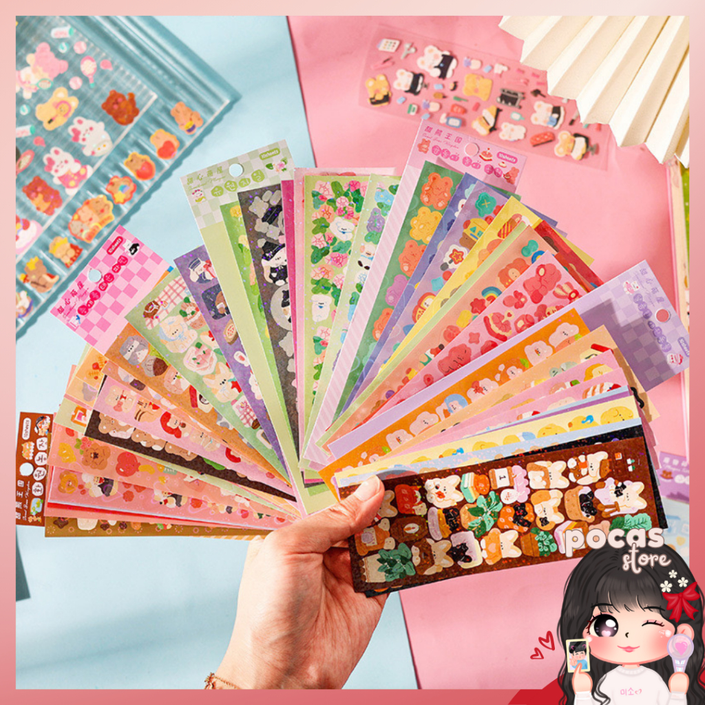

[PS] 3PCS STICKER GLITTER PACK HOLOGRAM STIKER LUCU MURAH