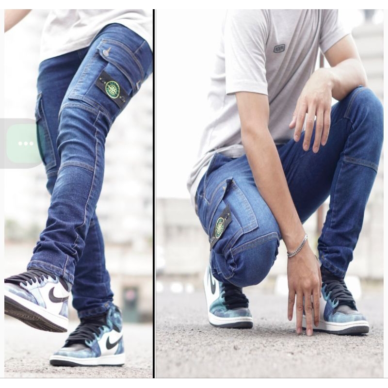 CELANA PANJANG JINS JEANS  / CELANA CARGO JEANS PRIA SLIM FIT