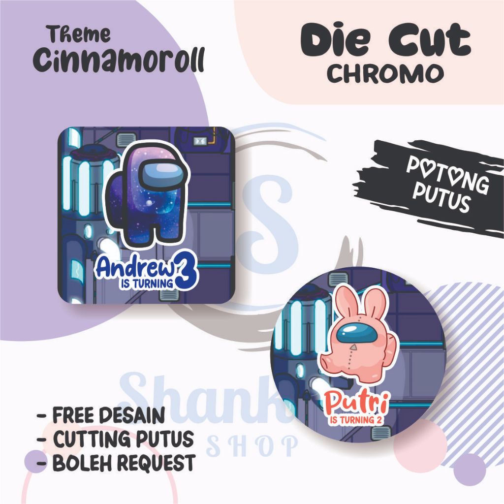 

Stiker Label Ulang Tahun THEME AMONG US / Stiker Ulang Tahun Bahan Chromo / Stiker Ultah Murah / Stiker Label Efek Hologram