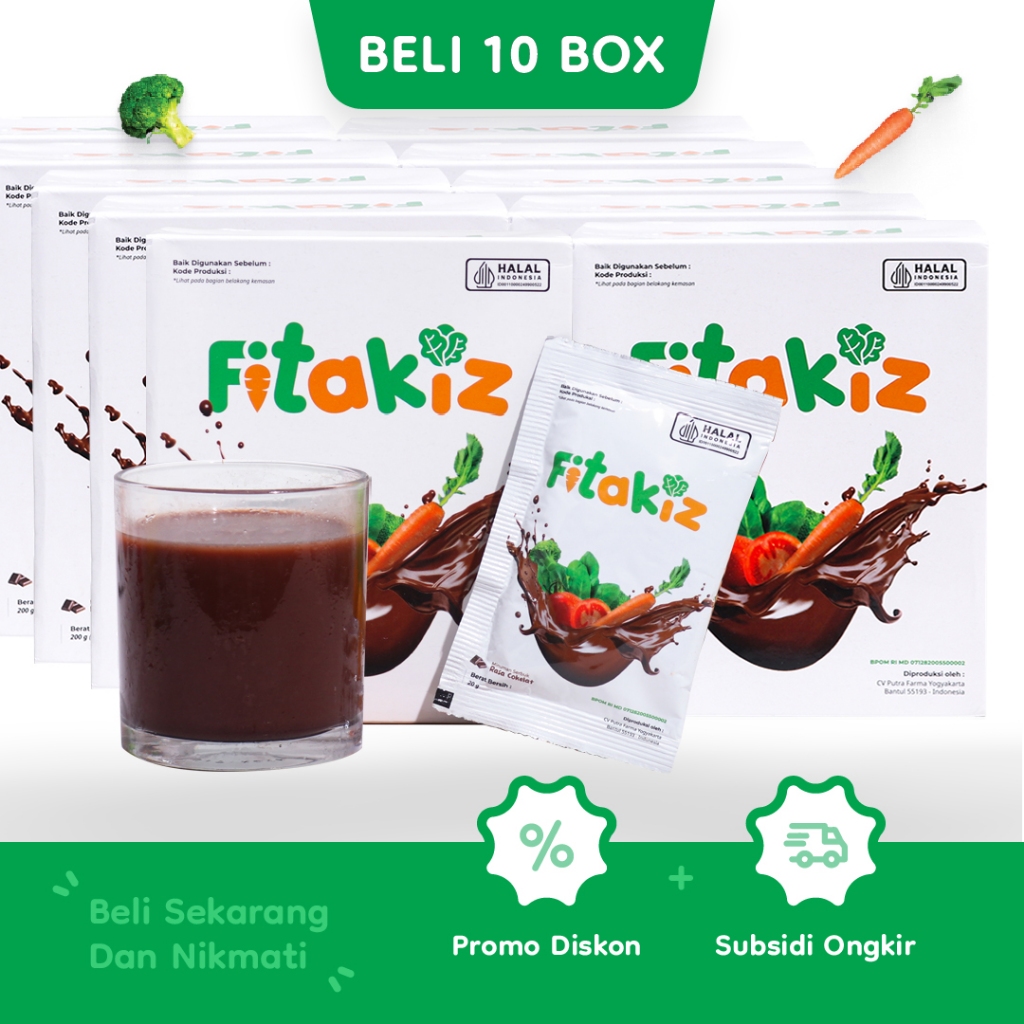 

FITAKIZ 10 BOX - Minuman Serat Anak / Fiber Drink For Kids / Minuman Kesehatan Mengandung Ekstrak Buah Dan Sayur (Rasa Coklat)