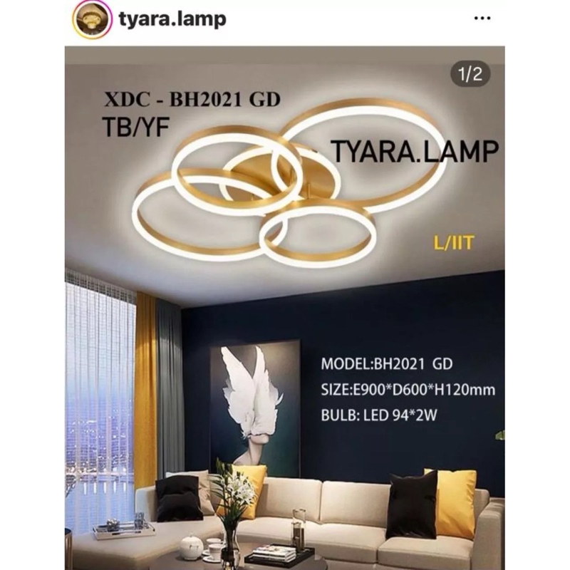 LAMPU PLAFON RING LED 90 CM GOLD