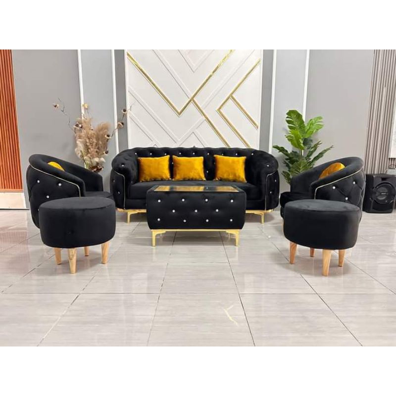 Livingroom Sofa Leon Luxury Chesterfield Kancing Seribu List Gold Lis Emas