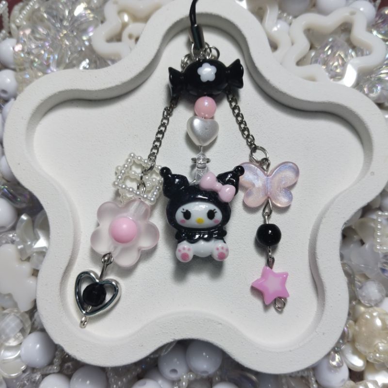 Kuromi (Sanrio) Phone Charms Beads for Hp/Kolbuk/Binder | Gantungan HP/Kolbuk/Binder Kuromi (Sanrio)