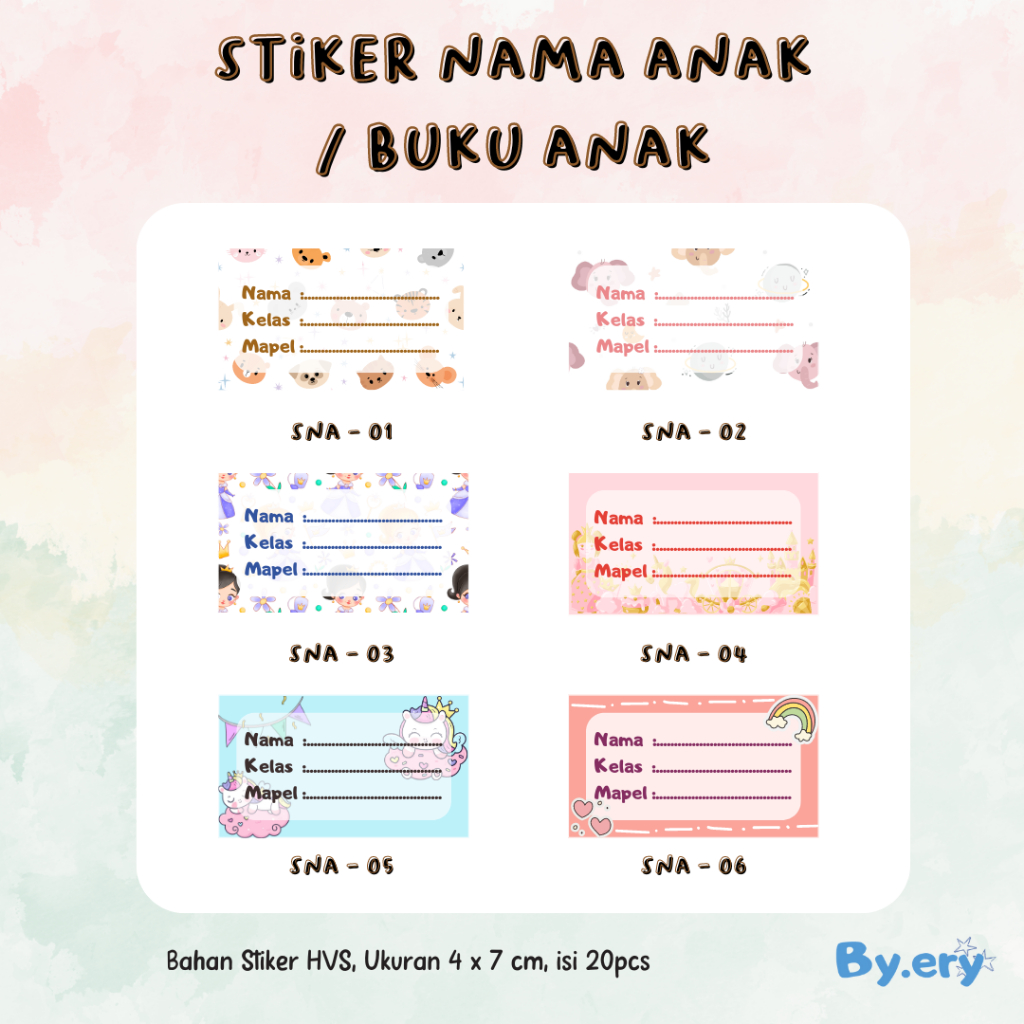 

STICKER NAMA ANAK / STICKER BUKU ANAK | ISI 20PCS