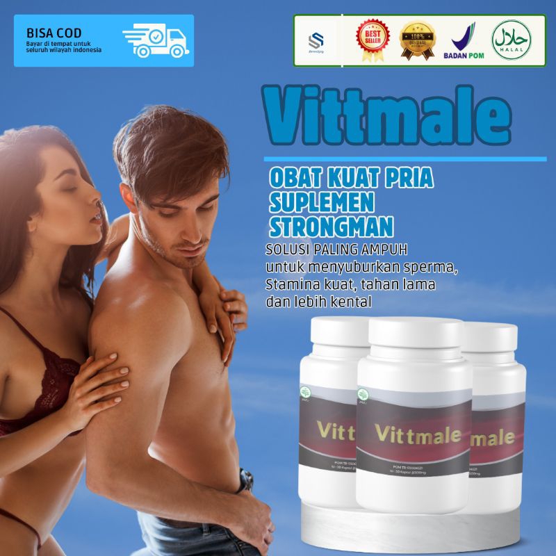 VITTMALE Obat Kuat Kejantanan Pria Strongman isi 30 Kapsul - Asli Vittmale Suplemen Stamina Pria Tan