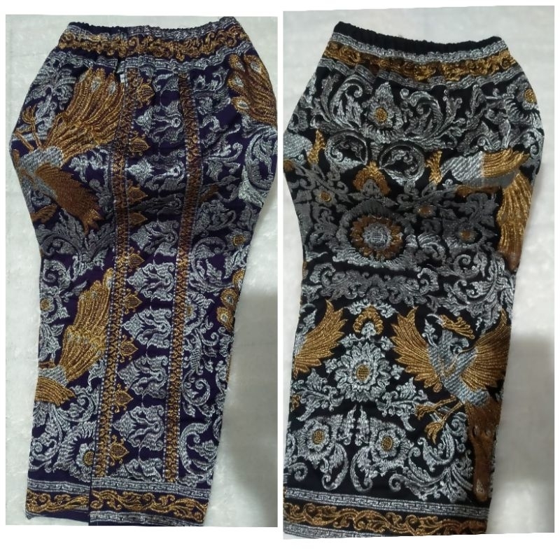 kamen bordir anak motif merak kombinasi silver dan gold