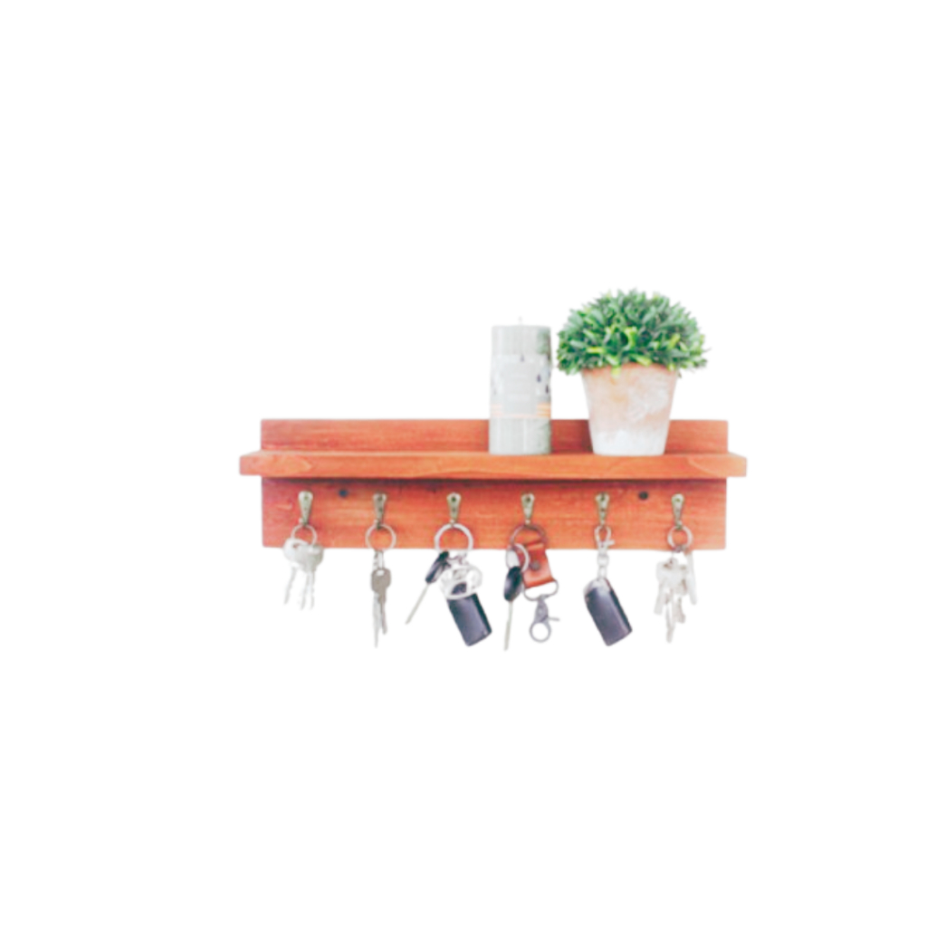 Rak Kayu Ambalan Dinding Tempat Gantungan Kunci Kayu Mahoni/Kapstok/Rak Dinding Multifungsi Serbagun