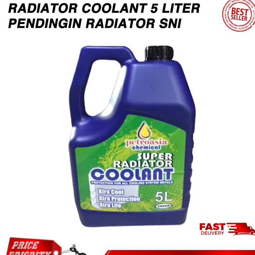 Ready Stock Air Raditor Mobil 5 LITER Anti Karat  Radiator Coolant Super Green SNI merk PETROASIA 5L