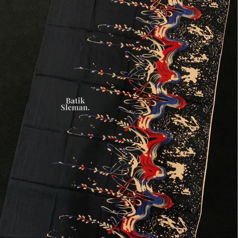 Kain Batik 2.4m Motif Abstrak Lukis Hitam Katun