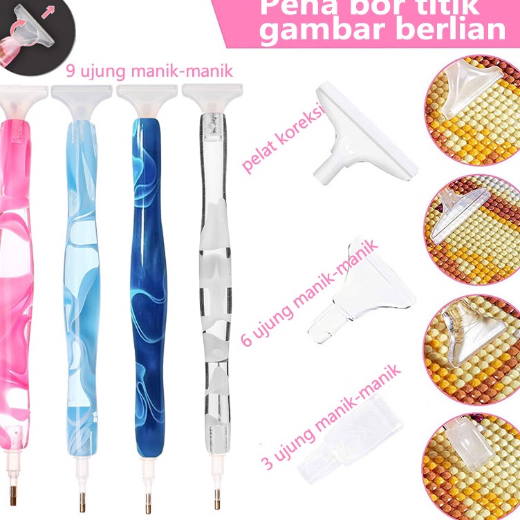 

Obral Meriah DIY Diamond Painting Pen Pena Lukisan Berlian 5D Pena Bor Titik Aksesoris Alat Bordir Berlian Resin