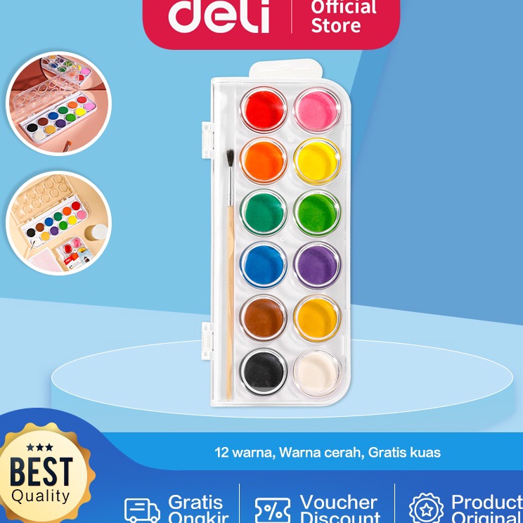 

Paling Laku Deli Watercolor Painting Cat Air Padat 12 Warna Gratis Kuas Kualitas Tinggi EC1512