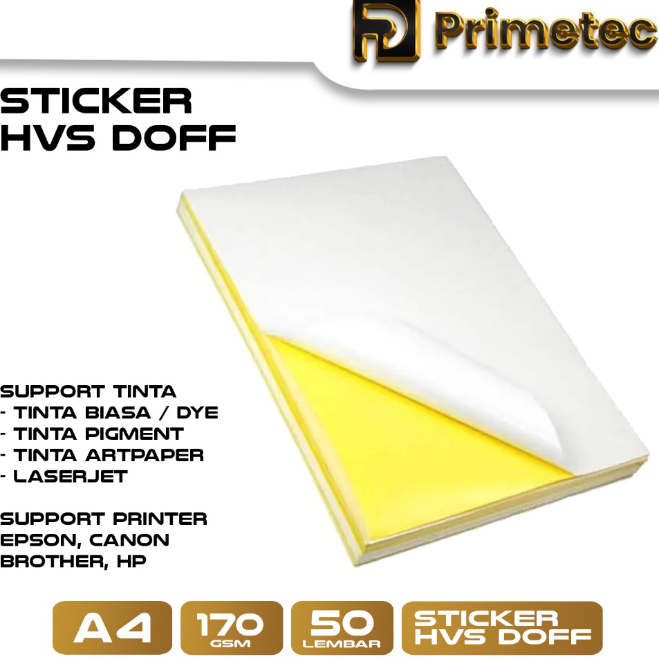

Importir Sticker HVS A4 isi 5 lembar Kertas Stiker Inkjet Glossy Doff Matte A4 Primetec