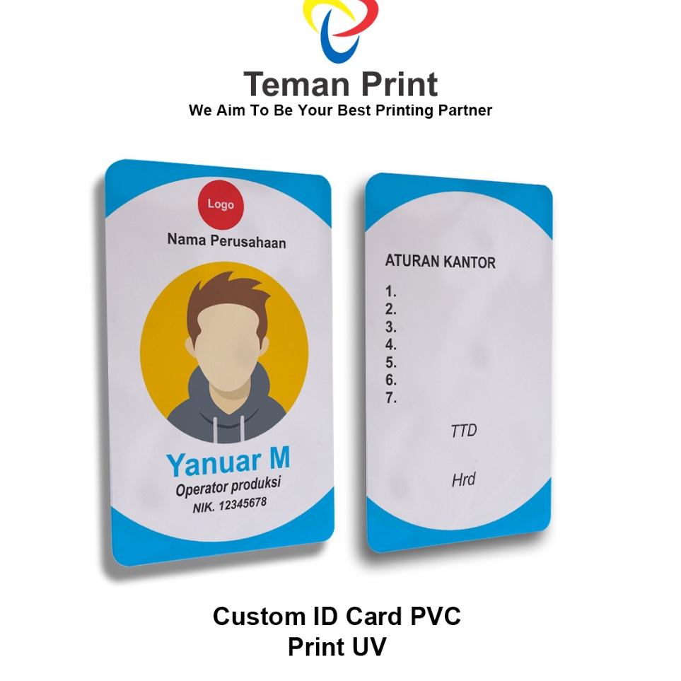 

Grosir Sekarang Teman Print Cetak Kartu ID Card 2 Sisi Cetak Print UV Card Member Bahan PVC