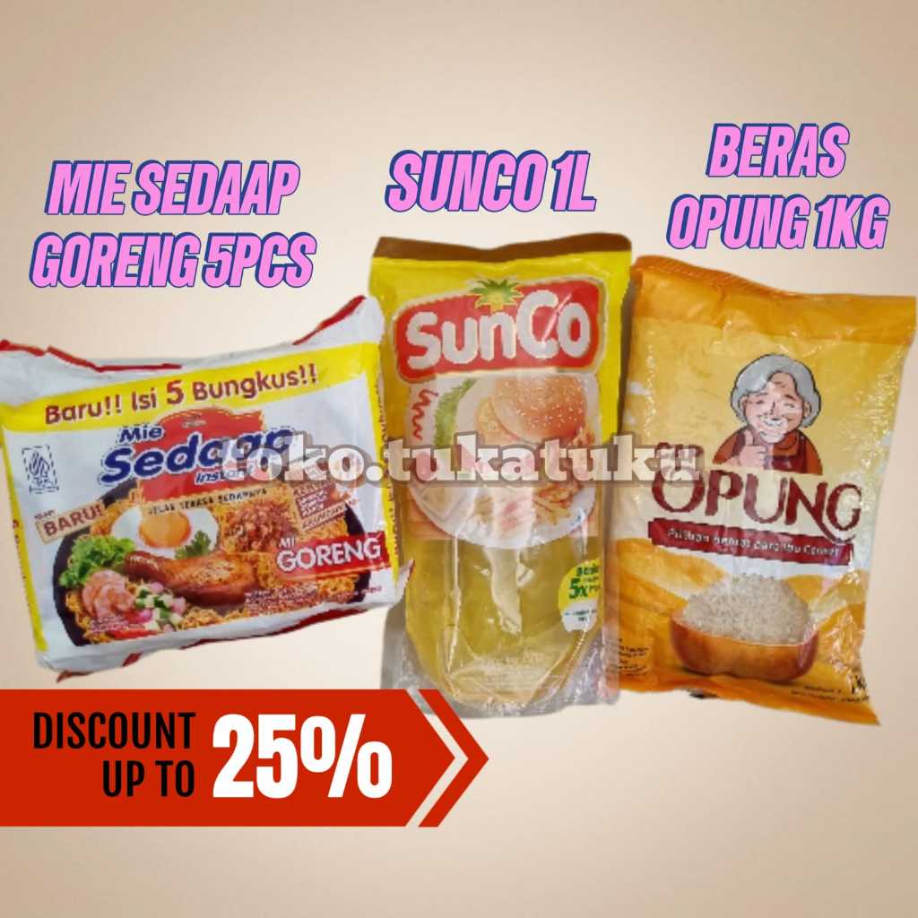 

Xmaster PAKET SEMBAKO TERMURAH DISKON HEMAT MINYAK BERAS GULA MIE INSTAN KOPI