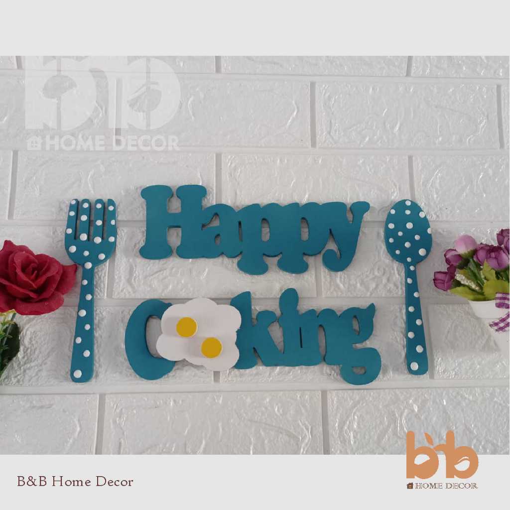 hiasan dinding dapur happy cooking unik murah shabby